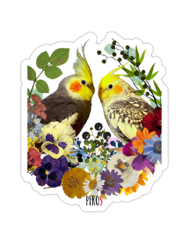 Sticker Floral Cockatiels 10 cm